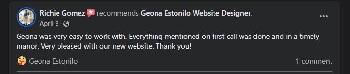 Richie Gomez recommends Geona: very easy to work with, everything done on time, very pleased with the new website